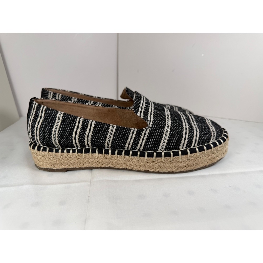 Me Too Cassandrah Striped Espadrille Loafers Black White Textile Flats‎ 7M